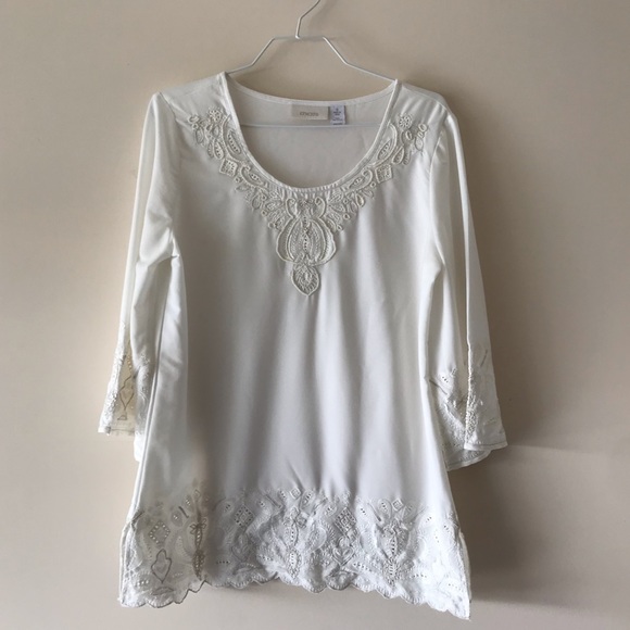 Chico’s white embroidered eyelet blouse - Picture 1 of 6